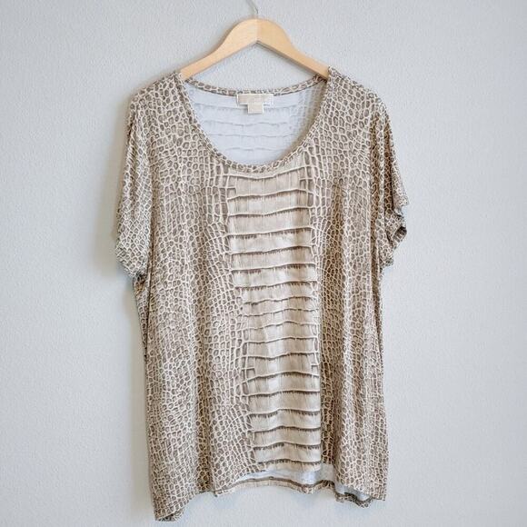 Michael Michael Kors Short Sleeves T-shirt Reptile Print Sz 2X - Picture 1 of 8